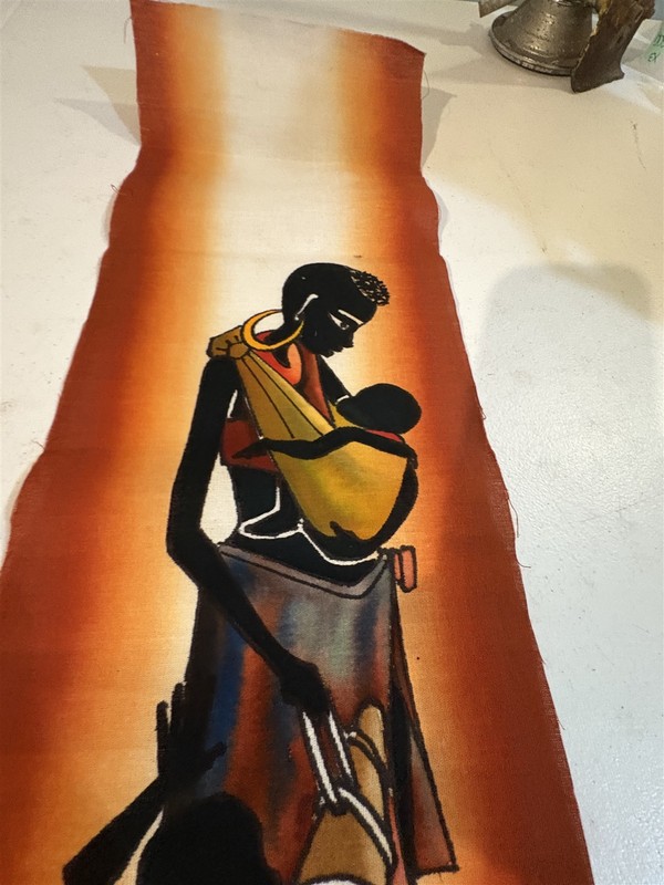 signed African Batik textile painting, 8 x 28 inches gallery