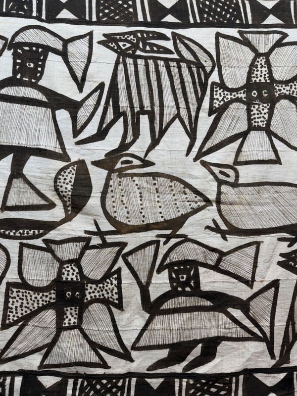 Vintage Fabulous Hand Painted African Senufo Korhogo Mud Cloth Pictorial Textile gallery