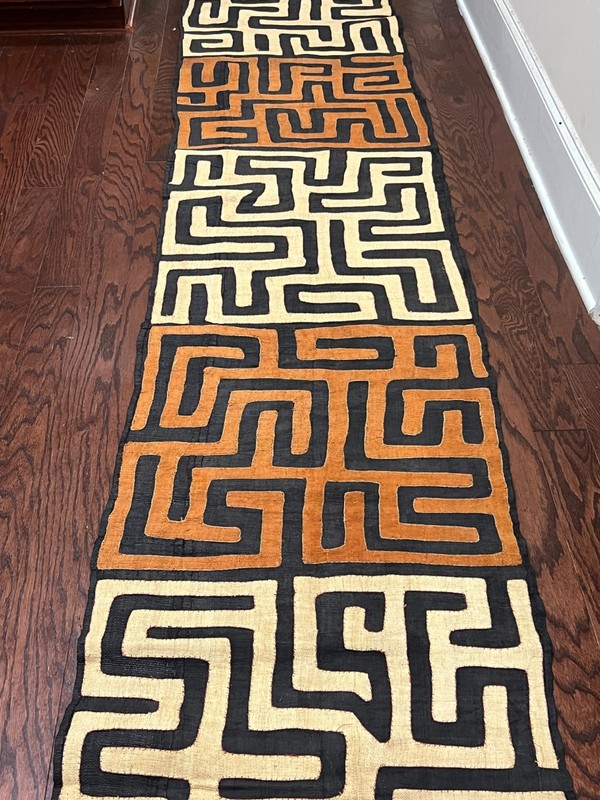 genuine 11 feet African (Congo) Kuba Raffia cloth fabric, natural woven handmade gallery