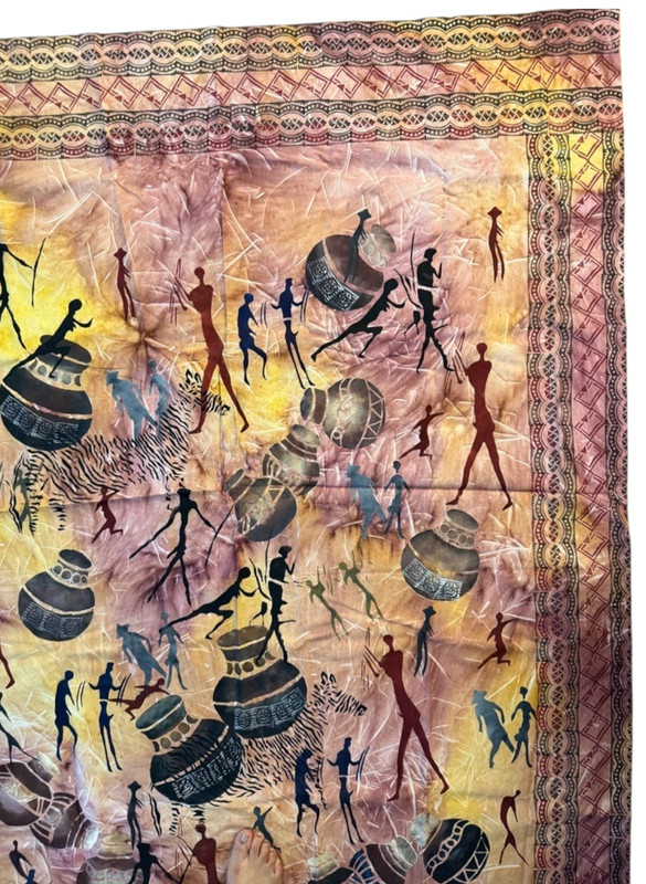 African Batik Wall Hanging Zimbabwe Hand Printed Tapestry Art Textile 76 x 55 gallery