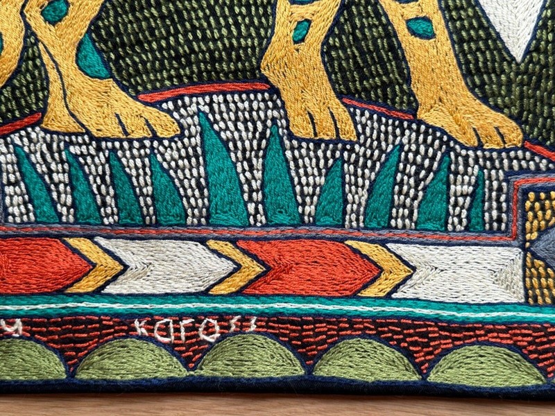 Kaross Gold Leopard Embroidered Pillow Cover Tapestry So. Africa Safari Art NEW gallery