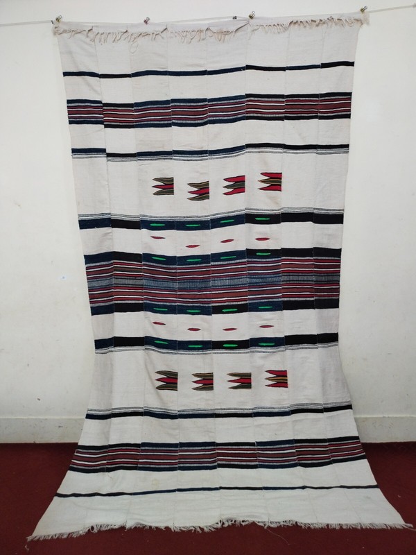 vintage african indigo stripes hand woven blanket fulani hand spam cotton 924