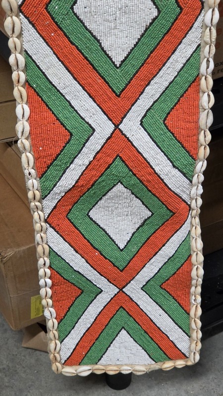 Vintage Yoruba Beaded Panel Sash 64" • Aso-Oke Fabric Backing • Nigeria African gallery
