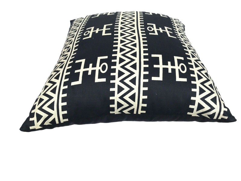 # 136 African Custom Made Black and White Kente Cloth Pillow 21″ by 19″
