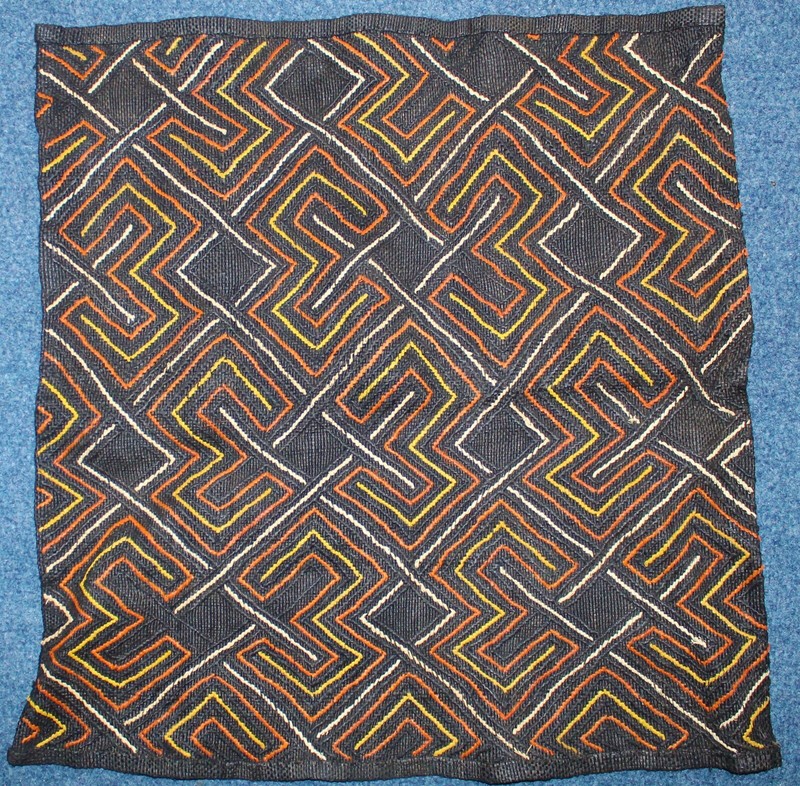 Vintage Black Kuba Bakuba Fabric for Hom Decor/ Bakuba Congo Fabric gallery
