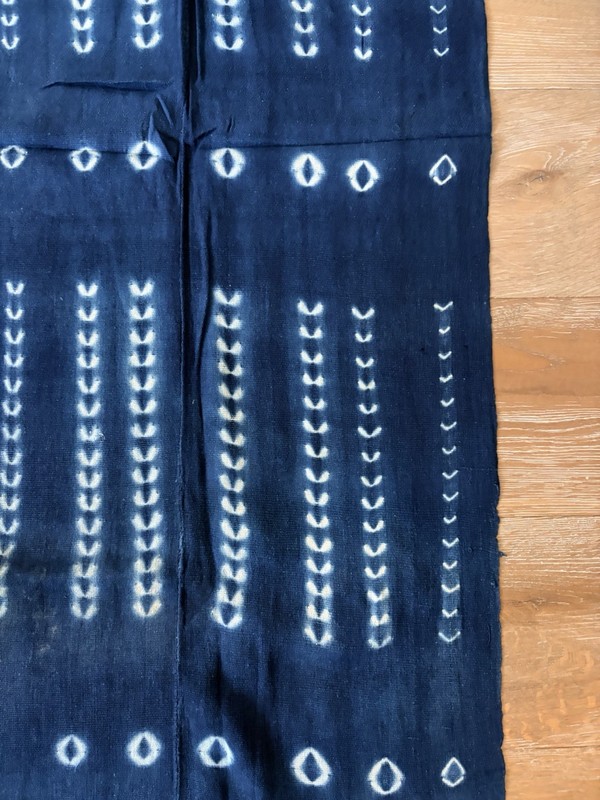 Vintage African Indigo Denim Shibori Mudcloth Fabric 58” L x 42" W Textile 1148 gallery