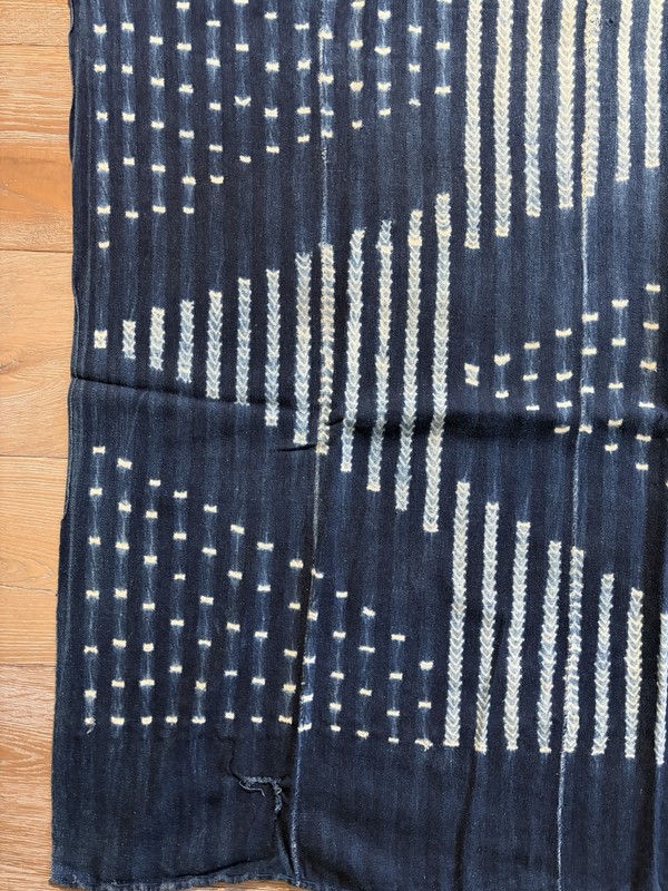 Vintage African Indigo Denim Shibori Mudcloth Fabric 60” L x 42” W Textile #478 gallery