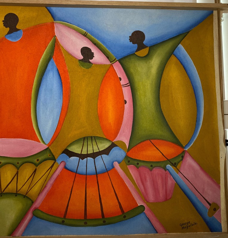 Original African Music Dancers Vivid Painting Art by Ugandan George Mugalula gallery