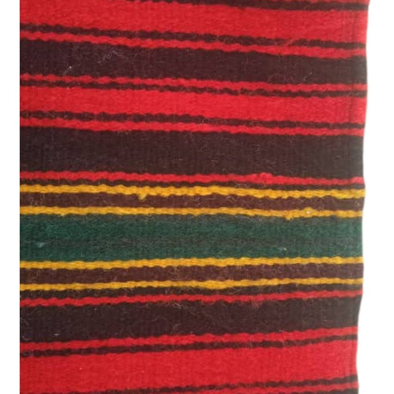 Vintage Handmade Ghardaia Wool Textile 35x35cm Red Striped Saharan Berber Woven gallery