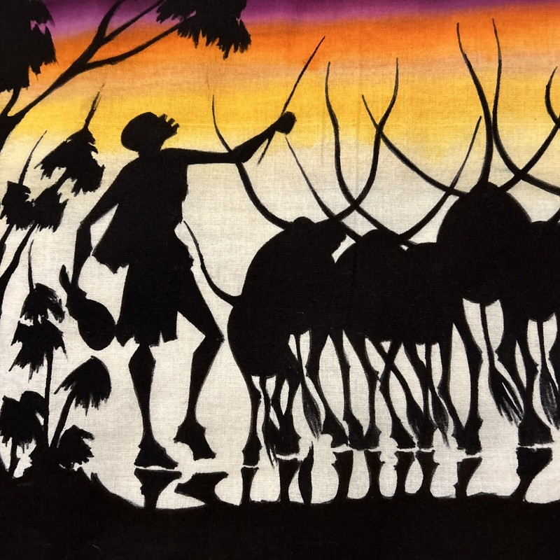 Vtg African Batik Fabric Wall Art Wax Textile Signed R Mubiru 27” x 16” Animals gallery