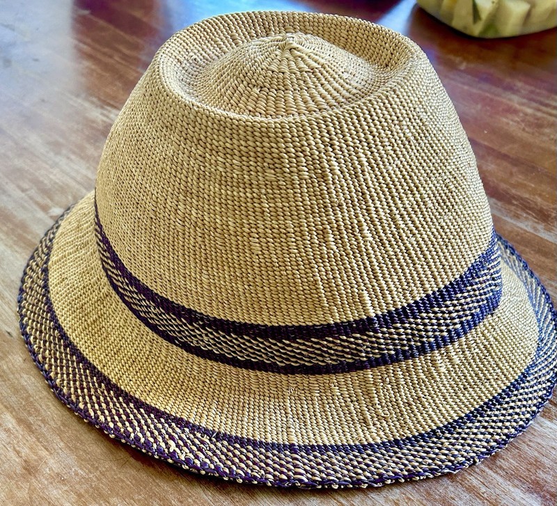 Vintage Authentic Handwoven Bolga Fedora Grass Hat West Africa