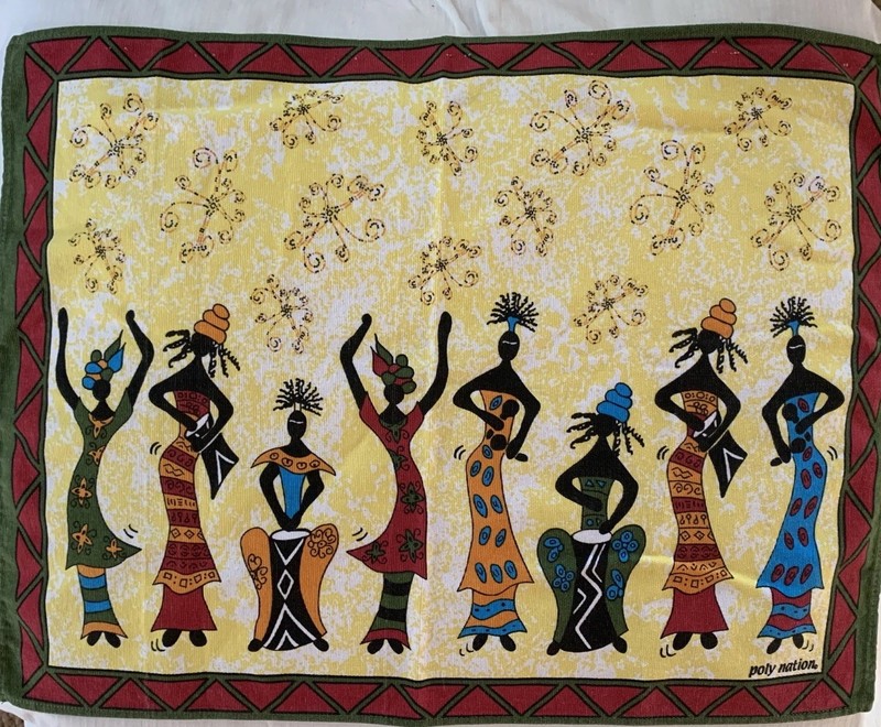 Vintage African Black Women Music Dance Tapestry Mat Or Towel Poly Nation 22x16