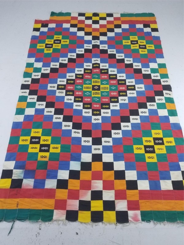 Vintage African Ewe Kente Cloth Handwoven & Patchwork Ghananian Textile 86x53in