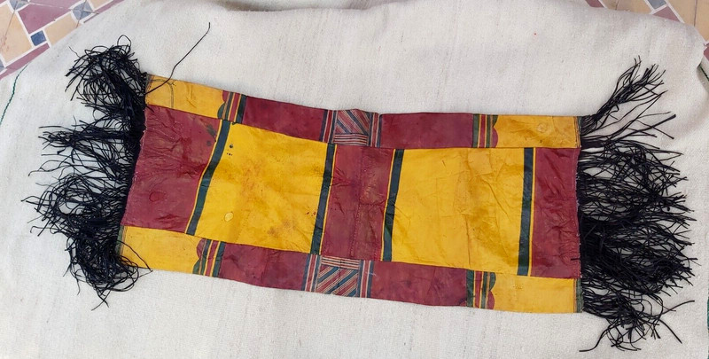 Vintage Tuareg Camel Fringed Leather Saddle,Tent Cushion Painted Cushion Mali gallery