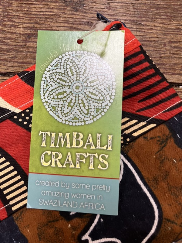 NWT Timbali Crafts Hand Crafted Swaziland Africa Tribal Print Zippered Pouch gallery