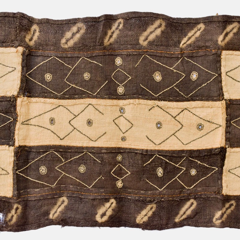 Kuba Handwoven Embroidered Raffia Textile Congo 47 x 13 Inch gallery