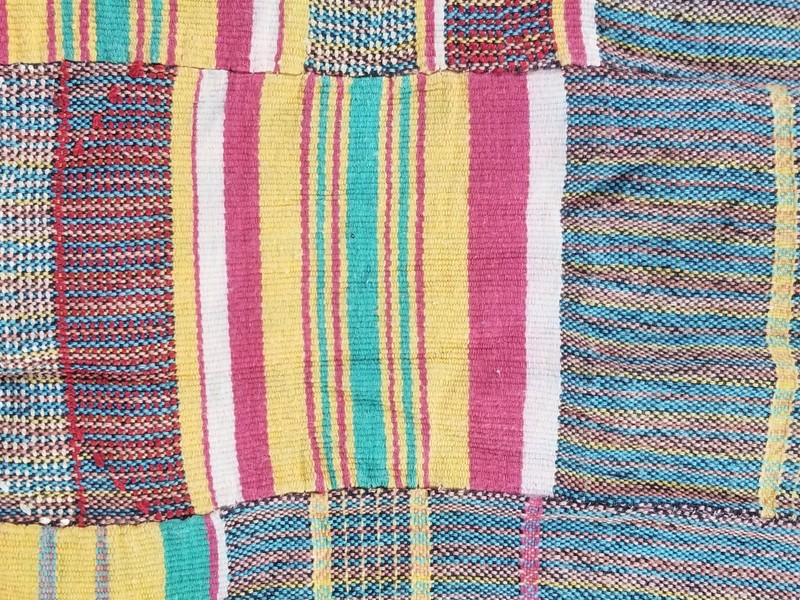 Vintage Ghana Kente Cloth Handwoven Striped Textile Throw 91x70in gallery