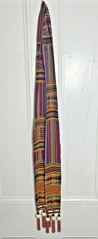 Kente Scarf Beaded Traditional Sash Stole Handwoven