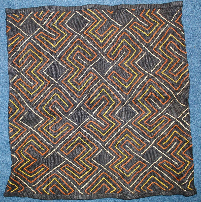 Vintage Black Kuba Bakuba Fabric for Hom Decor/ Bakuba Congo Fabric