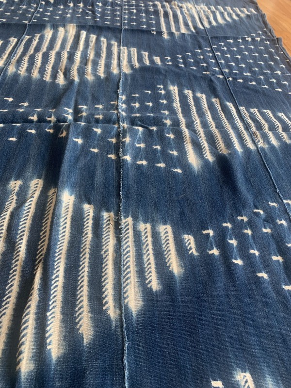 Vintage African Indigo Textile Mossi Burkina Faso Mud Cloth 62”x45” Fabric gallery