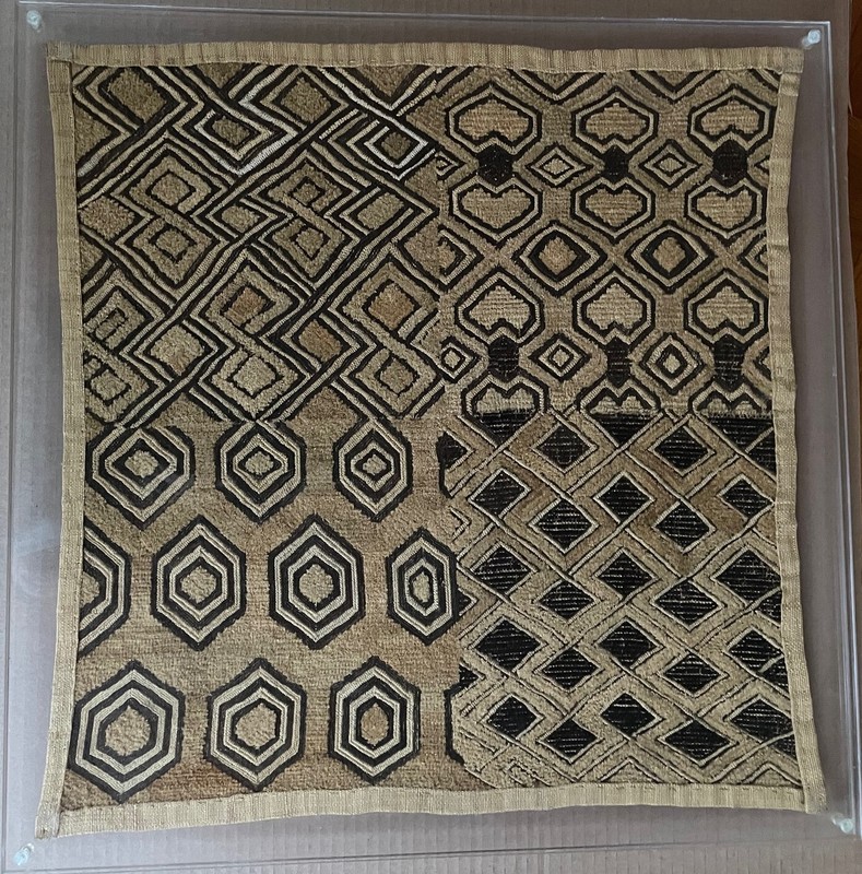 VINTAGE KUBA SHOOWA (D. R. CONGO) CUT PILE RAFFIA PANEL; TWO MOUNTED, Price/ea.