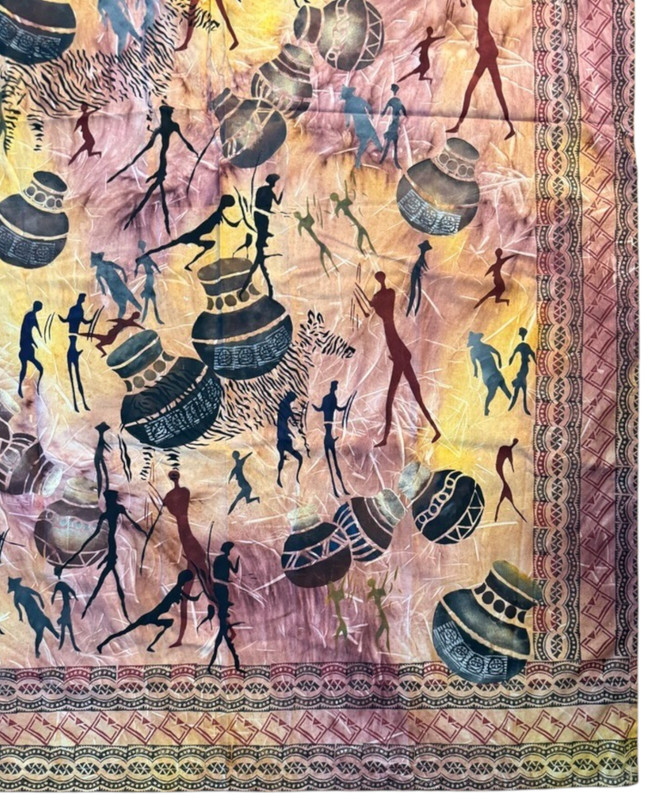 African Batik Wall Hanging Zimbabwe Hand Printed Tapestry Art Textile 76 x 55 gallery