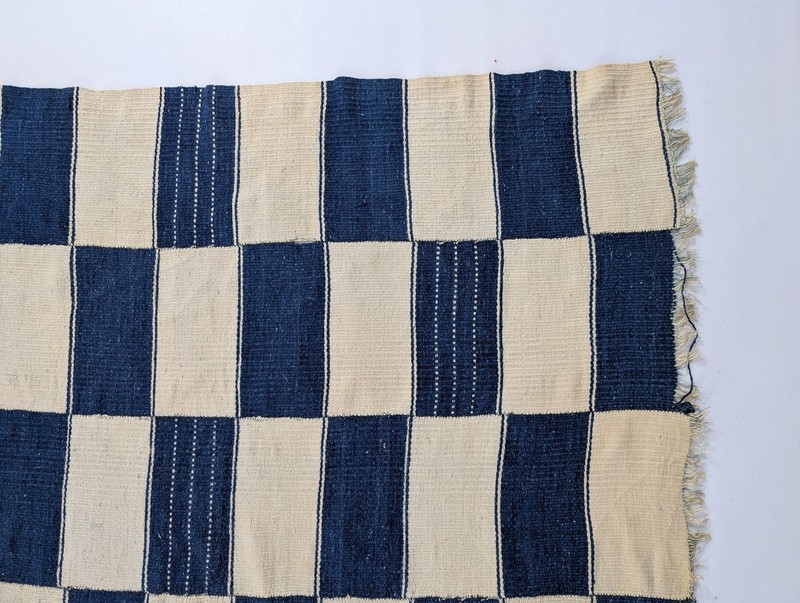 Vintage Traditional African Handwoven Checkerboard Textile 75x51in gallery