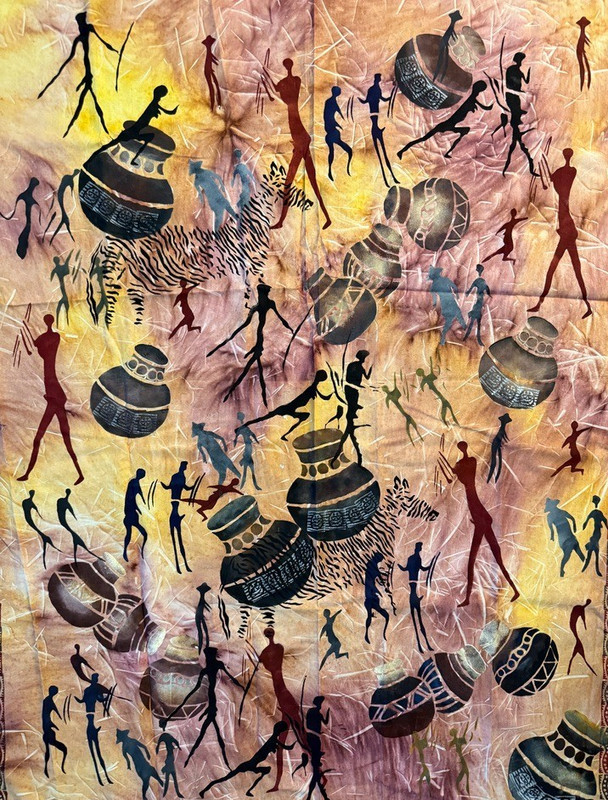 African Batik Wall Hanging Zimbabwe Hand Printed Tapestry Art Textile 76 x 55 gallery