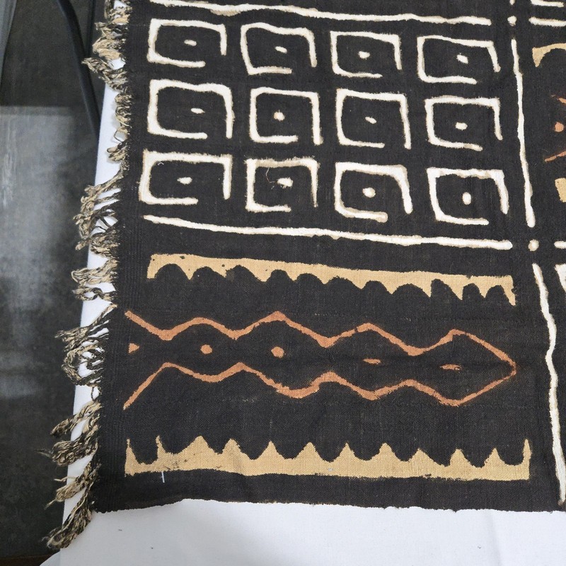African Textile Art Mud Cloth | Abstract Geometric Pattern | 69 x 31 inches gallery