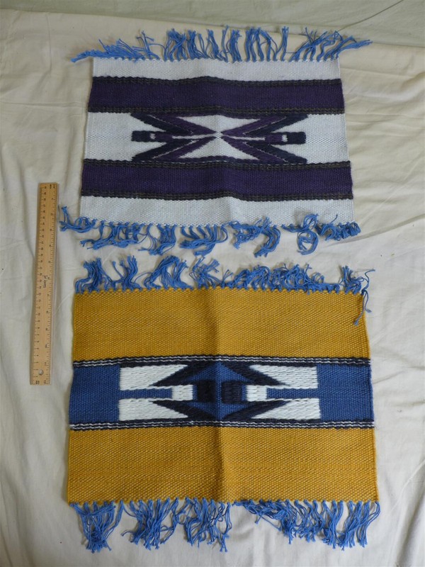 2 Vtg Lentswe La Oodi Producers Handmade BOTSWANA WOOL TAPESTRY 12x17" Textiles