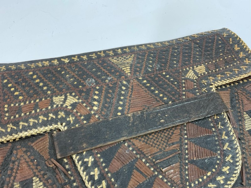 Vintage Tuareg Africa Burkina Faso Pierced Leather Clutch Satchel 11" Handbag gallery