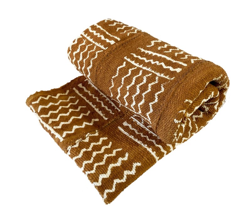 African Bogolan Textile Brown and white Mud Cloth 62″ by 38″