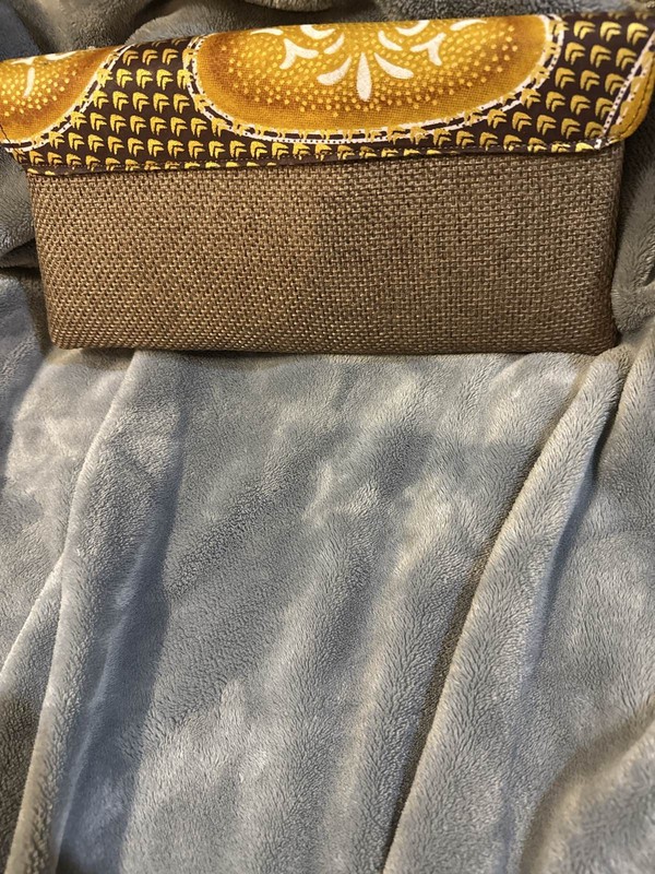 Brown Yellow African Print Beaded Clutch Handbag gallery