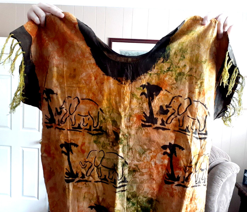 Vintage African Batik Wax Cloth Dress from Ghana gallery