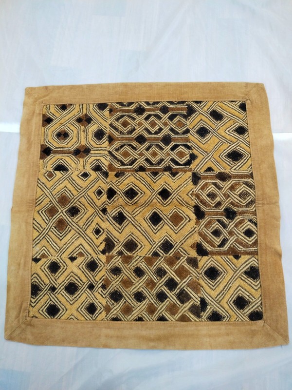 Vintage African Kuba Raffia Cloth Handwoven Textile Geometric Tribal Art Congo gallery