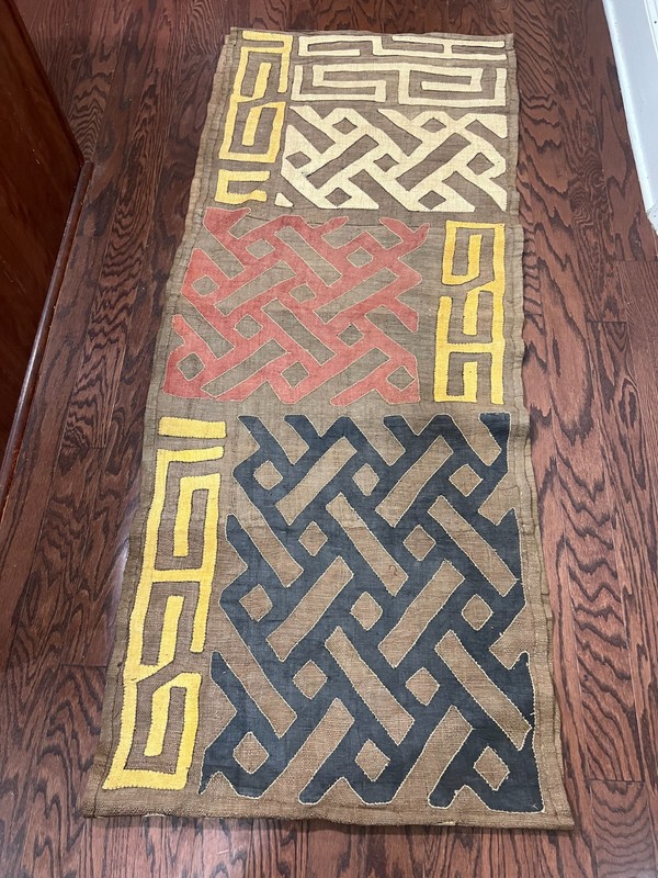 genuine 13 feet African (Congo) Kuba Raffia cloth fabric, natural woven handmade gallery