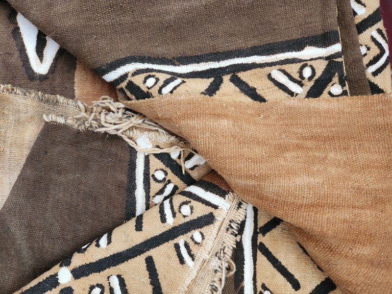 Vtg Malian Mudcloth 50×76 Authentic Bogolanfini Textile Afrohemian Throw Boho