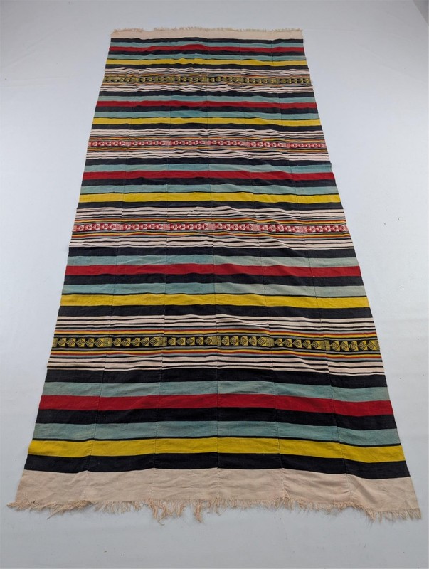 Vintage African Handwoven Patchwork Ghanaian Multicolor Kente Cloth 103x46in