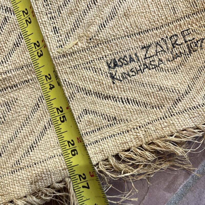 Vtg Kuba Cloth Raffia hand woven 31 X 27 Traditional African Tribal Zaire 1973 gallery