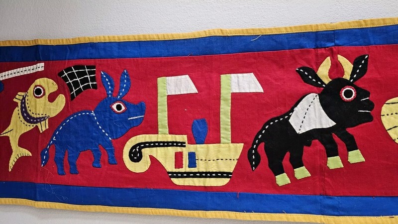Vtg Abomey Benin Applique Banner Wall hanging African Textile Tapestry gallery