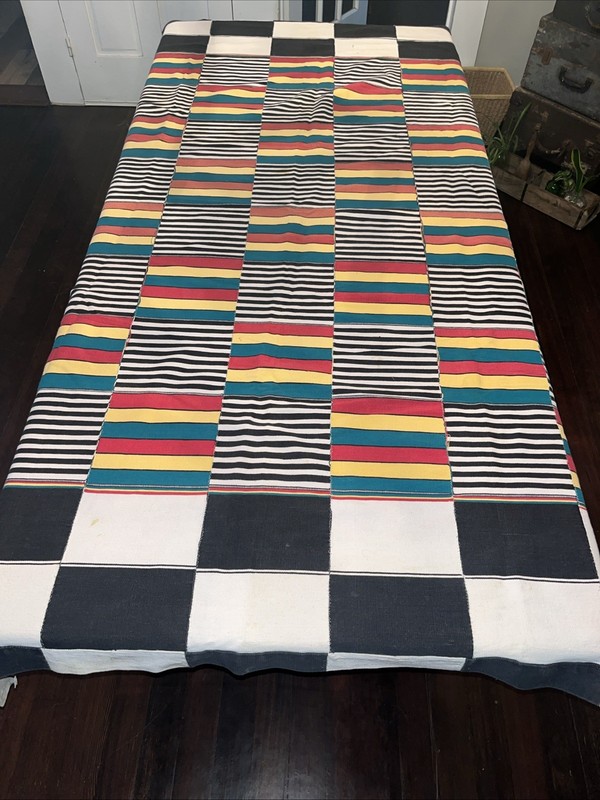 Vtg Ewe Kente Textile Hand-woven Ghanaian Cloth