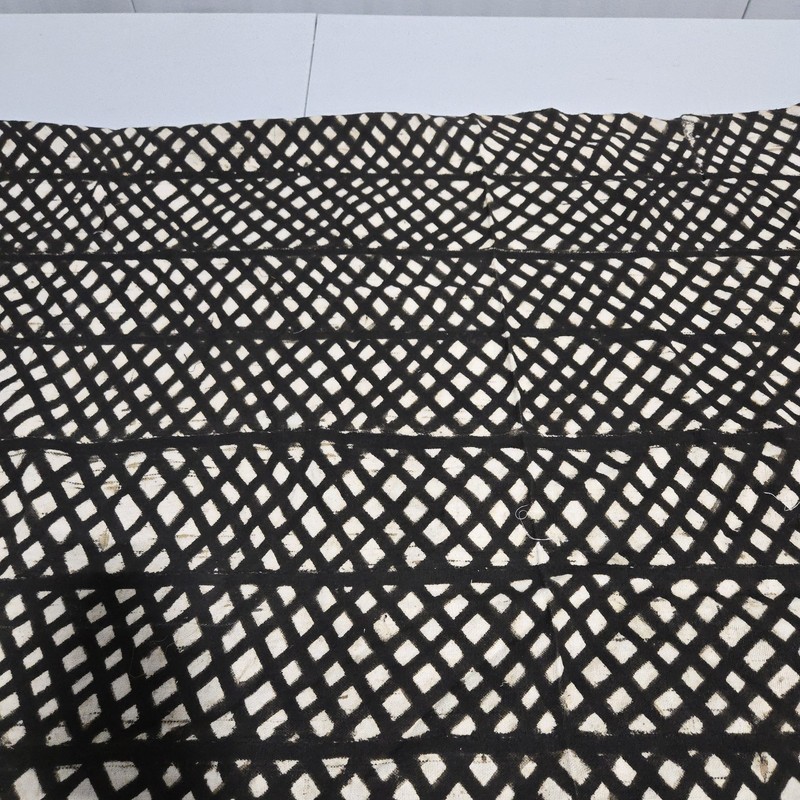 African Textile Art Mud Cloth | Geometric Grid Pattern | 69 x 49 inches gallery