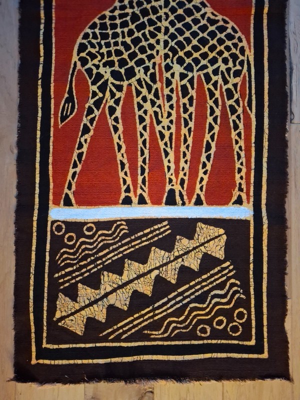 Large African Hand-Painted Zimbabwe Panel Featuring Giraffes 19.5"x 57" gallery