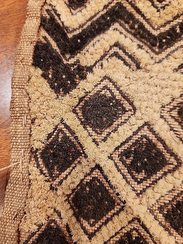 African Kuba Cloth Panel Vintage Hand Tied 20" x 17.5" gallery