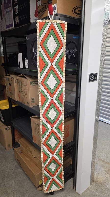 Vintage Yoruba Beaded Panel Sash 64" • Aso-Oke Fabric Backing • Nigeria African