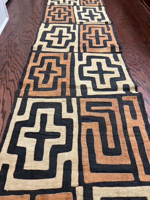 genuine 10 feet African (Congo) Kuba Raffia cloth fabric, natural woven handmade gallery