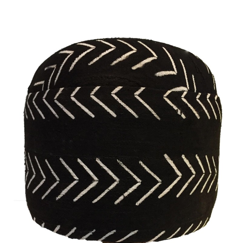 # 637 nCustom Made Ottoman in African Malian Black & White Mud Cloth 17" h gallery