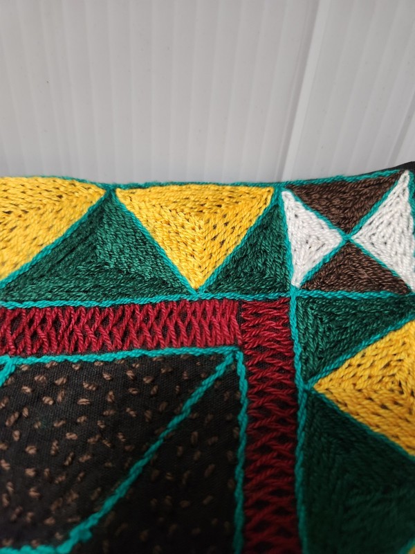 Hand Embroidered Kaross South African Pillow Cover Elephant Toucan Artist Signed gallery