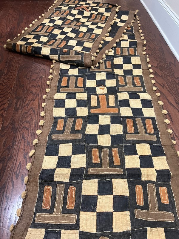 genuine 13 feet African (Congo) Kuba Raffia cloth fabric, natural woven handmade gallery