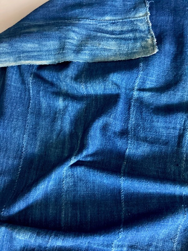 Authentic Vintage African Mudcloth Indigo Textile Boho Shibori Throw / Wrap gallery